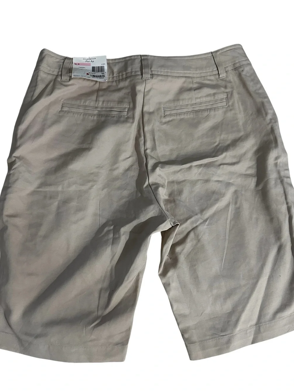 Charter Club Beige Bermuda Shorts with Gold-Tone Buckle Belt SZ 10 NWT